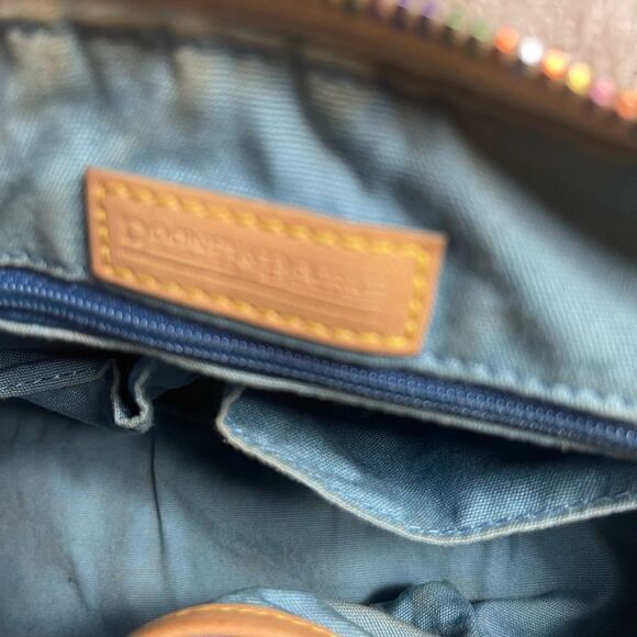 Dooney & Bourke PVC Multi color logo Bagette shoulder bag. Tan leather trims - Picture 9 of 16